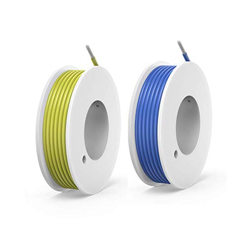 NorthPada 20 AWG 0,5mmu00b2 Alambres eléctricos Kit de Cable Eléctrico Cables de silicona Cable de cobre estañado 2 Colores 600V 5A 2 x 7 Metros Amarillo + Azul