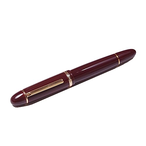 Image of SCHMIDT X159 Fountain Pen Fine Nib Gold and silver Trim for Writing and Calligraphy with Refill Ink Converter (wine red (Gold trim))