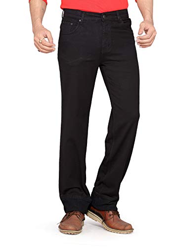 Image of Mens Super Stretchable Relax Fit Silky Fabric Jeans- Black