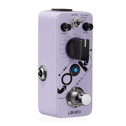 LEKATO Looper Guitar Pedal, Loop Drum Machine with 20 Minutes Loop, 16 Different Drum Grooves, 3 Modes, Tap Tempo, Overdubs with the Micro Looper Drum Pedal, Mini Guitar Pedals for Electric Guitar