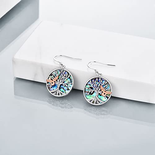 Owl Earrings Dangle Sterling Silver Tree Of Life And Owl Dangle Earrings Abalone Shell Drops Jewelry Christmas Gifts For Women Teen Girls Mother Friends Girlfriend (Owl Earrings) #TOP2