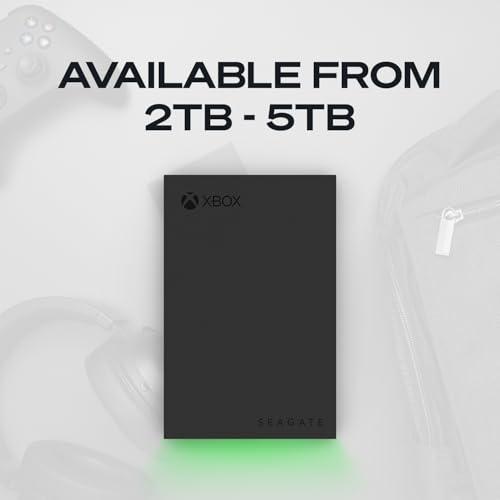 Image of Seagate Game Drive for Xbox 2TB External Hard Drive Portable HDD - USB 3.2 Gen 1, Black with Built-in Green LED bar, Xbox Certified, 3 Year Rescue Services (STKX2000400)