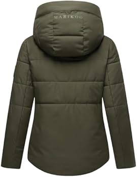 MARIKOO Winterjas voor dames (XS-3XL) - 5 zakken, grote capuchon, lussen aan de binnenkant, lichte gewatteerde jas, warme jas voor dames - N019, taupe-grijs, XL