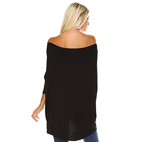 Isaac Liev Women's Tunic Top – Casual 3/4 Batwing Dolman Sleeve Off Shoulder Baggy Loose Fit Flowy T Shirt Blouse4
