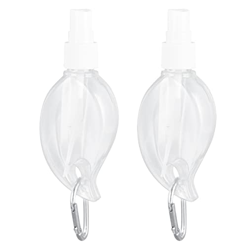 Aramox Desinfectante de Manos con Clamp/Holder, Botella de Plástico PET Recargable Portátil de 50 Ml para de Manos, Gel de Baño, champú Líquido, Llavero de Viaje (Rociar estilo hoja de arce)