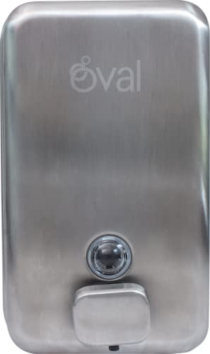 Oval Dispensador de Jabón Líquido de Acero Inoxidable 1 L | Jabonera Rellenable para Uso Rudo con Sistema Anti Goteo | Despachador Jabón líquido, Shampoo, Alcohol en Gel |...
