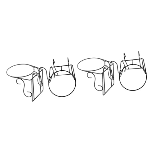GAROZATION 4 Pcs Bonsai Rack Stand Planters Basket Outdoor Baskets Small Black Rail Hanging Shelf for Fence Hanging Planter Stand Garden Pots Rack with Orchid Rails Mounted Indoor