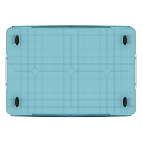 Cetomo 65L*3 Aufbewahrungsboxen, Aufbewahrungsbox mit Rollen & Deckel, Organizer-Behälter mit Clips, Stapelbar, Ineinander Nestbar, für Zuhause und Büro, Kunststoff, Blau, 65L-3er Pack