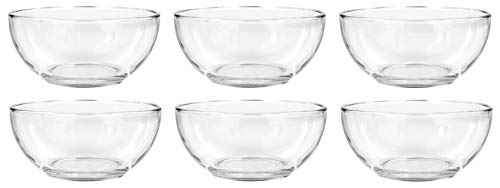 Clear Glass Bowls, 6 in. for Kitchen Prep, Dessert, Dips, Soups, Salads, Cereal, and Candy Dishes or Nut Bowls (6)