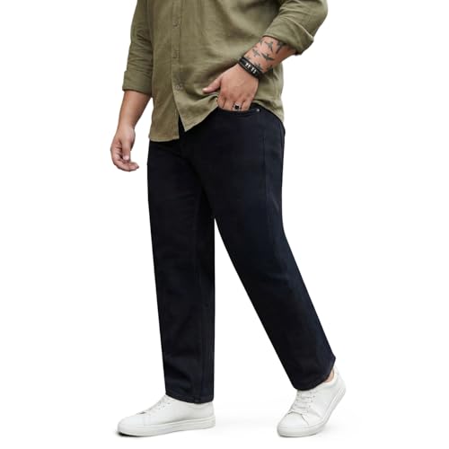 Image of Urbano Plus Men's Relaxed Fit Washed Denim Jeans Non-Stretchable