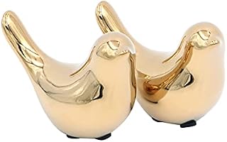 Tiardey 2 PCS Decorative Birds Art Metal Figurines - Abstract Animals Crafts Statues Modern Ornaments for Office Home Decor(Golden)