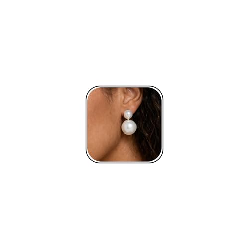 Boucles d'oreilles double perle pendantes anti-peaux sensibles