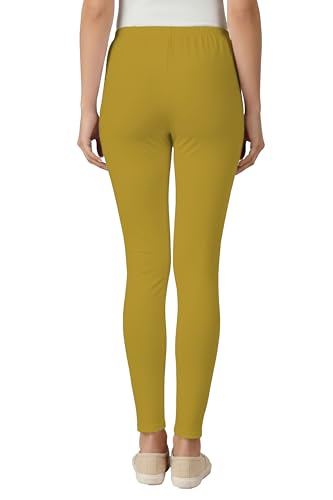 Image of Women's Cotton Lycra Ankle Length Leggings | Regular Rise, Soft 4 Way Stretch Fabric | Casual & Ethnic Wear