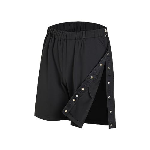 LUSKOPA Pantalones cortos deportivos unisex para hombres y mujeres, para después de la cirugía de cadera y rodilla, con bolsillos, Negro -, X-Large