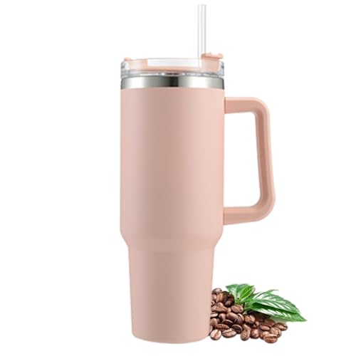VBLL 40 oz (1,18 L) Kaffeebecher to Go Doppelwandiger Edelstahl‑Thermobecher Auslaufsicherer Tumbler mit Griff, Strohhalm & Deckel Passt in Auto‑Cupholder BPA‑frei, hält Getränke kalt 12 h/heiß 6 h