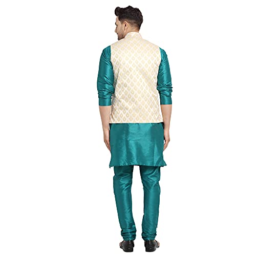 Image of SAIFOO Men's Kurta Pyjama & Printed Nehru Jacket Set.