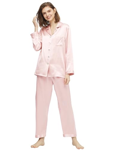 LilySilk Elegante Seide Nachtwäsche Damen Langarm Pyjama Langarm ...