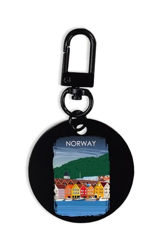 Porte-clés souvenir de vacances de Norvège Bergen - Porte-clés avec mousqueton