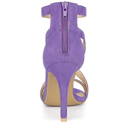 Allegra K Allegra K Women's Zipper Ankle Strap Stiletto Heel Light Purple Sandals 8 M US