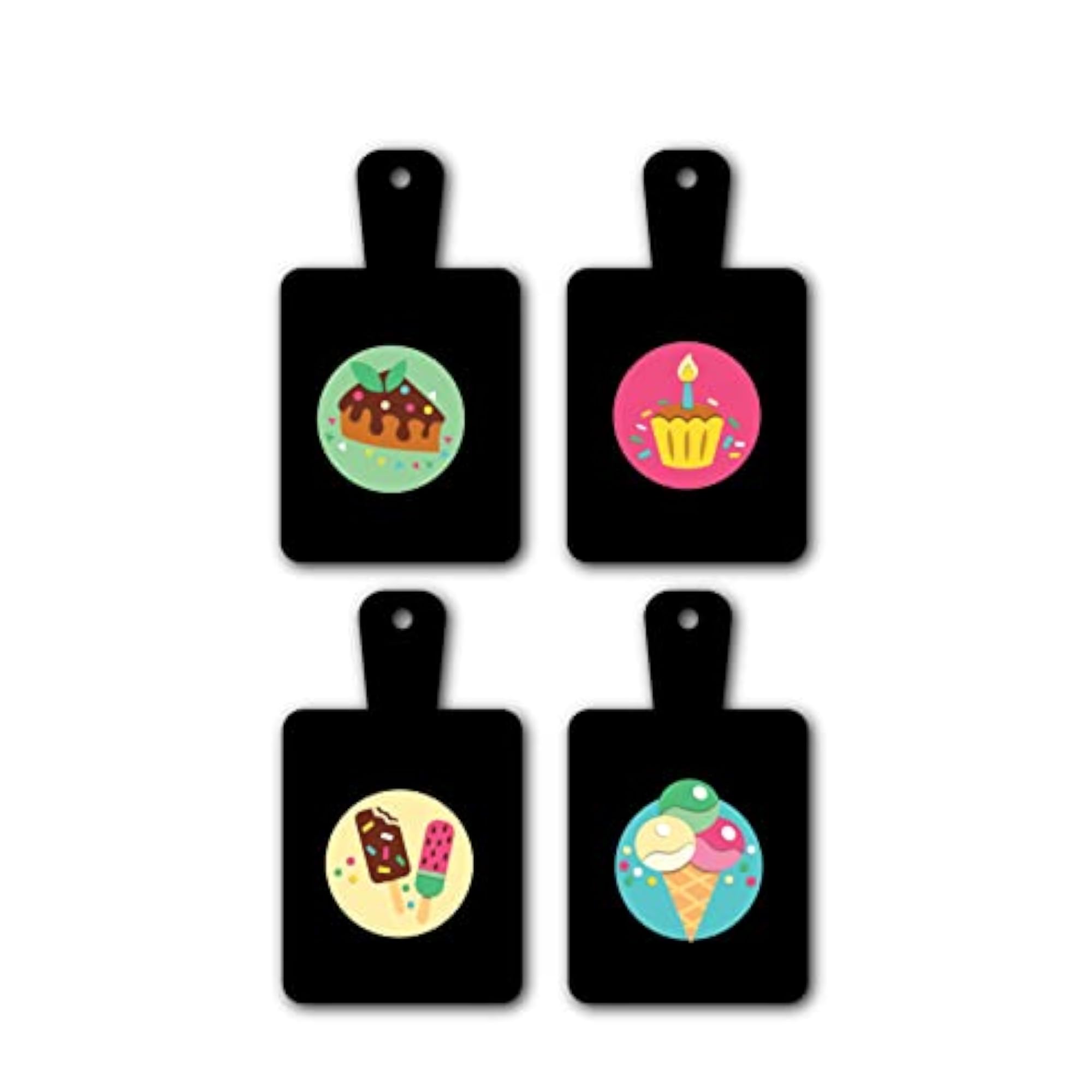 4 PCs Chocolate Ice Cream Candy Printed Wooden Wall Hanging