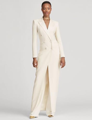 Women's 2-Piece Peak Lapel Suit Double Breasted Buttons Jacket Pants Formal Prom Party3