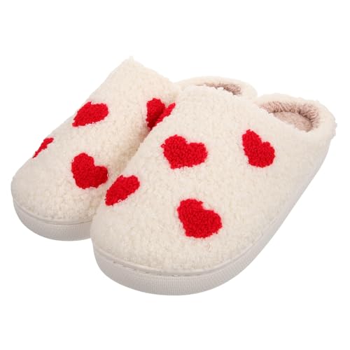 ANDRESLAD Pantoufles De Cœur Pour Couple D'hiver Douillettes Et Antidérapantes En Peluche, Confortables Pour Hommes Et Femmes, Maison En Automne Et Hiver, Taille 40/41