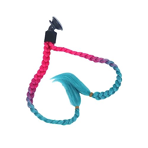 Helmet Ponytail Dual Pigtails Twist Braids Hair with Sucker Bow for Motorcycle Bike Motorbike Motocross Off Road Bicycle Cycling Bikers Riders Skateboarding Scooter Costume Cosplay (Pink Cyan) - Image 4