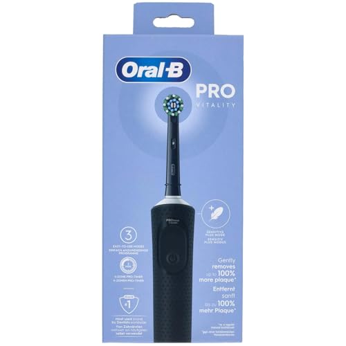 Oral-B Vitality Pro Elektrische Zahnbürste — Electric Toothbrush, Inkl. 1 Aufsteckbürste — 3 Putzmodi für Zahnpflege, Zahnbürste Elektrisch, Designed by Braun, Schwarz