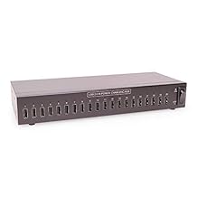 Coolgear 20 Port USB 2.0 Industrial High Power 2.4A Charging Hub w/Surge Protection, Port Status LEDs, TAA Compliant