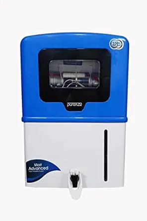 Purenzo Water Purifier electric for home | 100% RO+UF+TDS Controller | 10 Litre storage tank | Wall Mounting Installation | Easily replaceable filter cartridges (Blue)