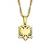 Produktbild SHOUJIQQ Kleine Mini Albanien Adler Karte Anhänger Halsketten - Männer Frauen Ethnische Hip Hop Country Halskette Halsband Schmuck Schlüsselbein Kette Pullover Dünne Kette, Gelb,