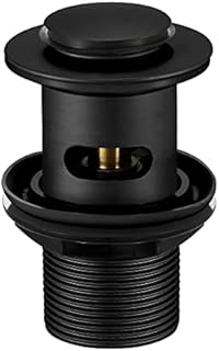 Wasserrhythm Basin Waste Black Pop up Click Clack Plug Slotted Waste for Bathroom Sink with Overflow UK Standard G1 1/4BSPP