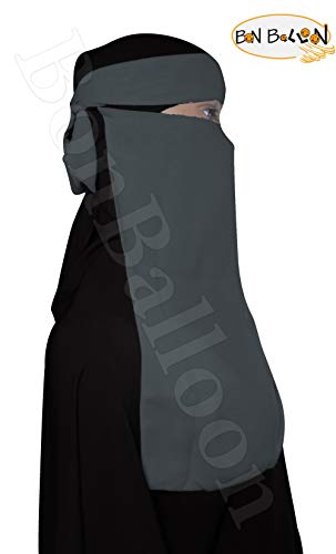 bonballoon Half Niqab Nosepiece Face Cover Veil Breathable Clothing For Muslim Islam Islamic Hijab Hejab Women Womens Burqa Abaya Jilbab (Dark Gray) - Thumbnail 3