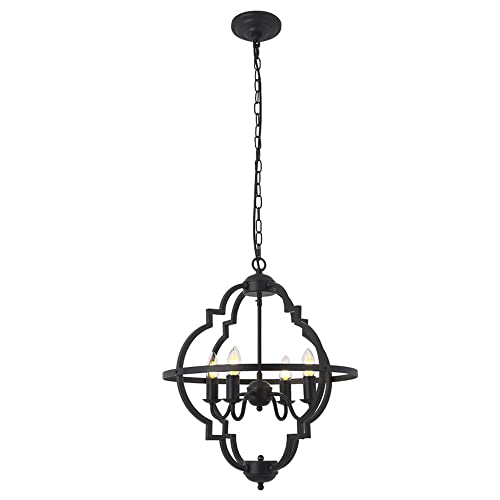 Lustre de cuisine et salon suspendu en métal noir avec hauteur réglable
