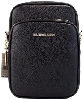Michael Kors Jet Set Travel Pebble Leather Medium Logo Chain Crossbody Flight Bag