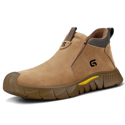 Image of GLANOUDUN Welding Work Boots for Men Slip on Steel Toe Shoes for Men Indestructible Steel Toe Boots Welder Men's Working Shoes Fireproof Safety Footwear for Construction Men's Work & Safety Footwear