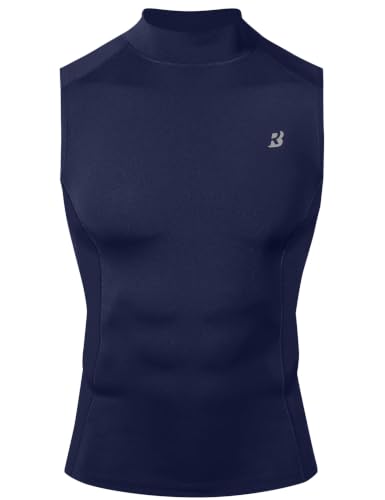 Roadbox Men's Sleeveless Turtleneck Compression Shirt, Athletic Tank Top