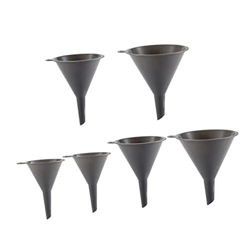 YARNOW Lot De 6 Entonnoirs De Transfert De Liquide Multifonctionnels En Plastique Pp Gris Foncé, Légers Et Réutilisables, Cuisine Et Remplissage D’huile, Vinaigre, Confiture – Kit 3 Pièces x 2 Sets