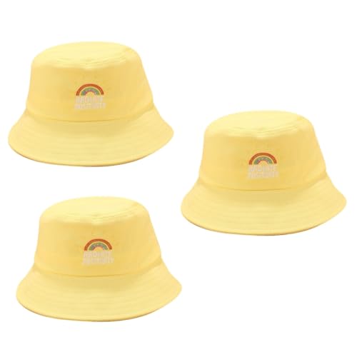 Chapeau de pêcheur Besportble lot de 3 bonnets protection UV broderie jaune