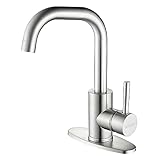 RODDEX Square Bar Sink Faucet, Single Handle Bar Mixer with 3 Hole Deck Plate, Utility Stainless Steel Cheese Faucets for rv Camper Laundry Outdoor Farmhouse Kitchen Sink (Brushed Nickel, Small)