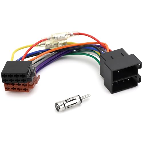 Rierousy Autoradio Radioadapter Set Universal, 16 Pin ISO Stecker Auf ISO Buchse Verl&auml;ngerungskabel mit Antennenadapter DIN und Klemme 15 + 30 Steckbar Kompatibel Most Vehicle Models (Stil A)