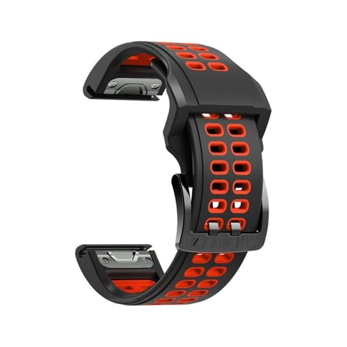 guoren Correa de Reloj de Silicona de 22MM y 26MM fit for Garmin Fenix ​​7X 7 6X 6 Pro Fenix ​​5X 5 Plus Forerunner 945(Black Red,22mm)