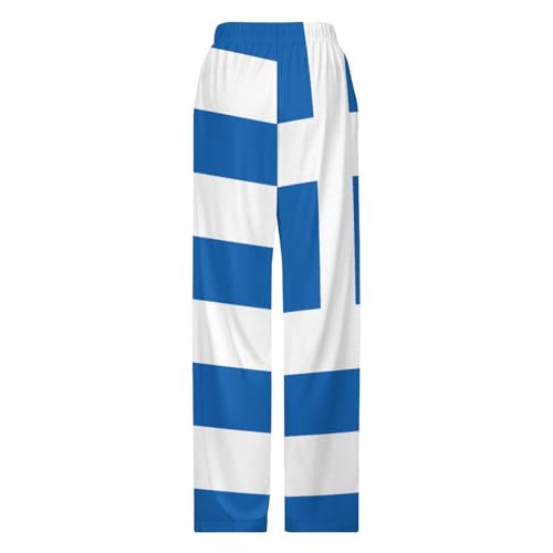 Flag of Greece Pajama Pants for Men Women Printed Sleep Pants Soft Lounge Sleepwear Bottom with Pockets 7