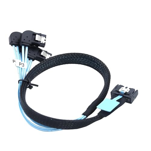 Cable interno PCIE Slimline S-AS MCIO SFF-8654 4I 38P a 4X SATA ángulo derecho 1 m miniatura 4