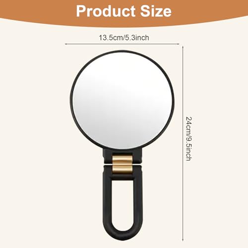 Uanqfegy Specchio Per Trucco Ingranditore 50X, Specchio Bifacciale Portatile/Da Parete Con Maniglia Regolabile A 360° Per Cura Della Pelle E Bellezza - 6