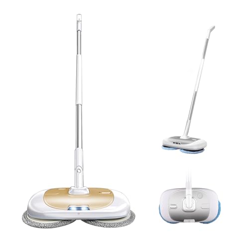 Trapeador giratorio eléctrico, mopa inalámbrica con faro LED y pulverizador de agua, tanque de agua de 400 ml