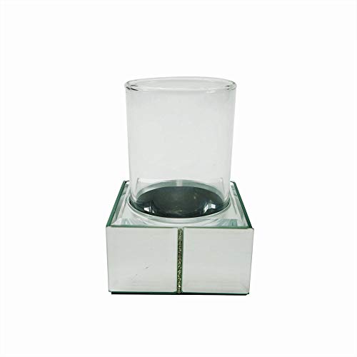 Elegant Home Fashions Leah Verspiegelter Becher mit Kristallperlen, Spiegel-Finish Cover