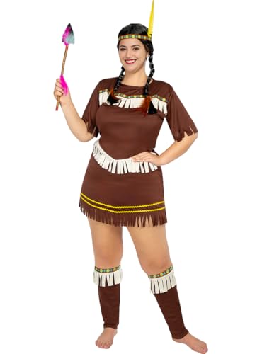 Funidelia | Disfraz de Nativa para mujer Vaqueros, Western - Disfraz para adultos y divertidos accesorios para Fiestas, Carnaval y Halloween - Talla XL - Marrón