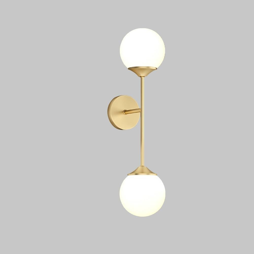 SXECAEPS Indoor Bathroom Wall Lamp Brass Vintage Glass Sconce Milky White Globe Shade Lantern for Bedroom Bedside Living Room Study Corridor Entryway Restaurant(E)