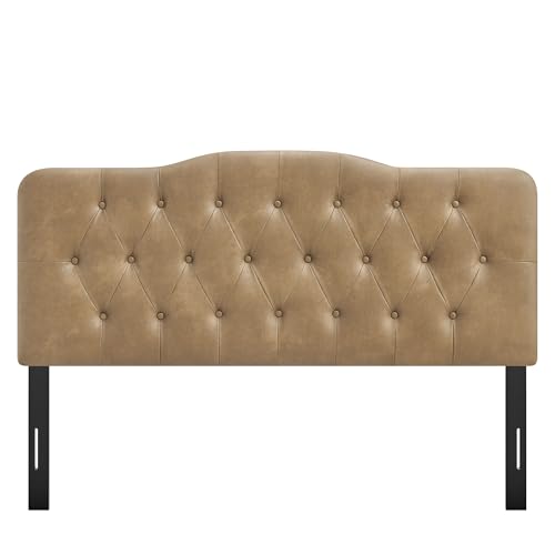 Modway Annabel Faux Leather Adjustable Queen Headboard in Toast - Padded Vegan Leather Headboard with 7 Height-Adjustable Positions by Modway - Image 7